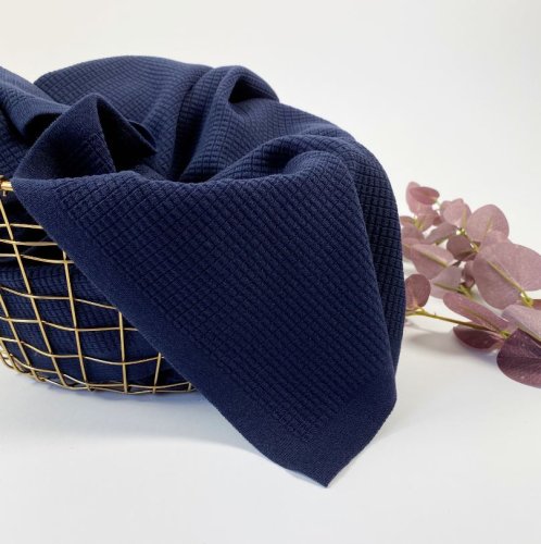 Modalstrick - Waffle Knit - 60cm Panel - blue navy - Waffle Fall
